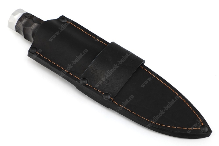 Нож Скин-Ду (дамаск, чёрный граб - дюраль) рукоять обточена под камень