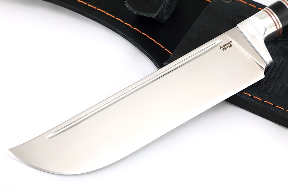 Нож Узбек-2 (95х18, вставка черный граб, ясень термоциклированный)