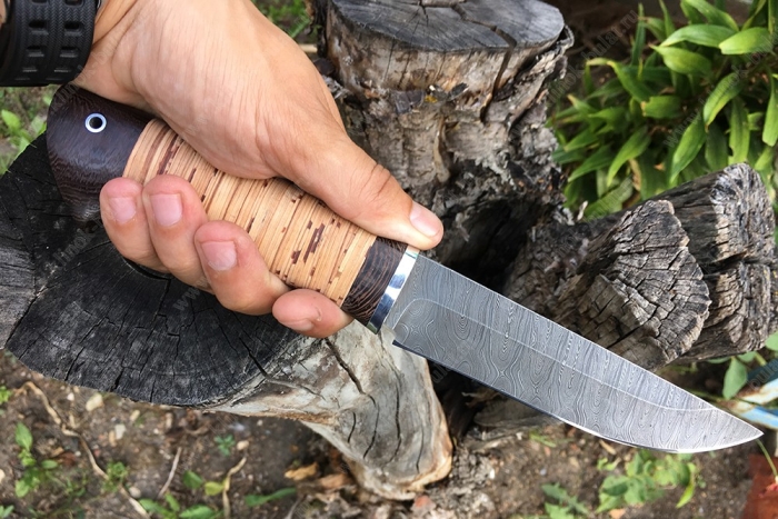 Нож Стрела (дамаск, береста)