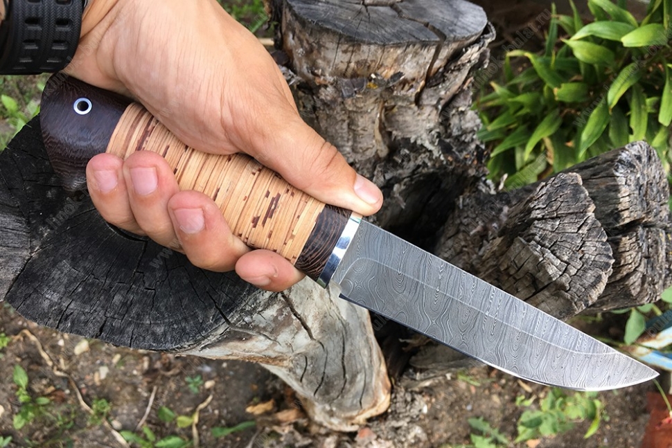 Нож Стрела (дамаск, береста)