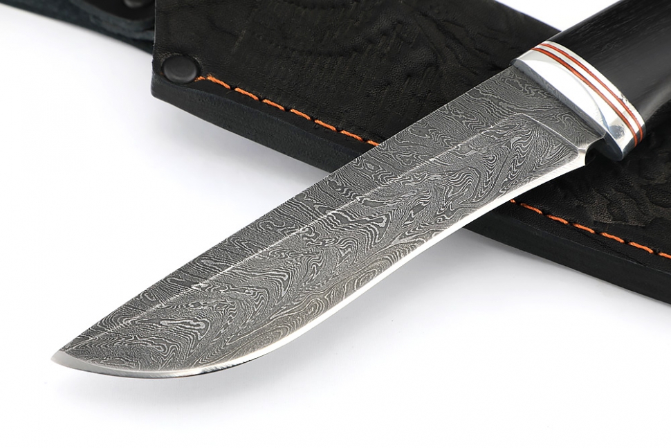 Нож Соболь (дамаск, чёрный граб)