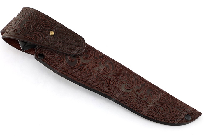 Нож Барсук (S390, гарда карбон, зелёная карельская берёза, чёрный граб, мозаичные пины)