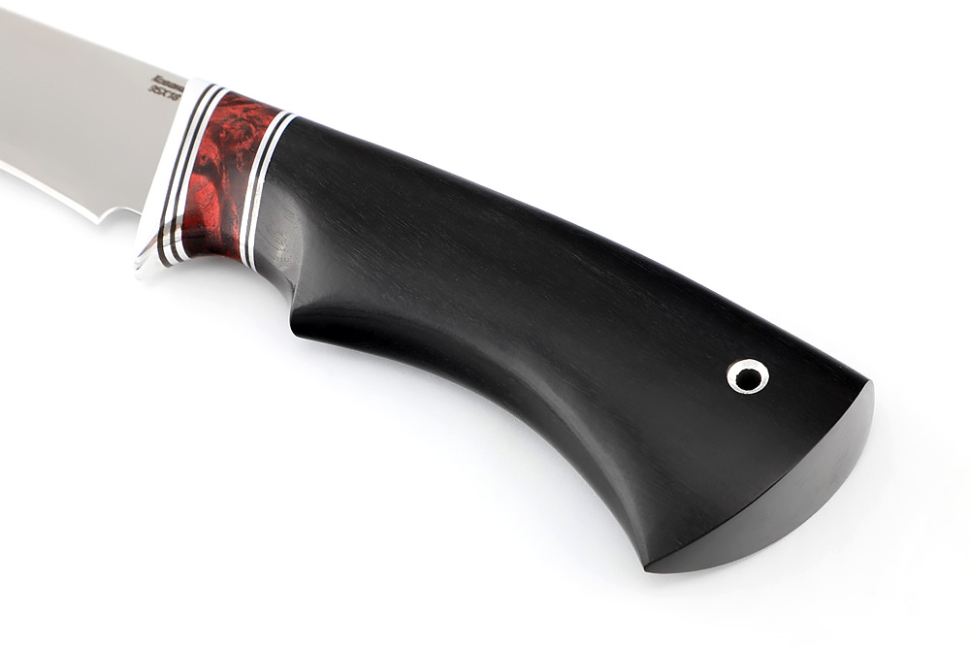Нож Филейный большой (95х18, вставка акрил красный, черный граб)