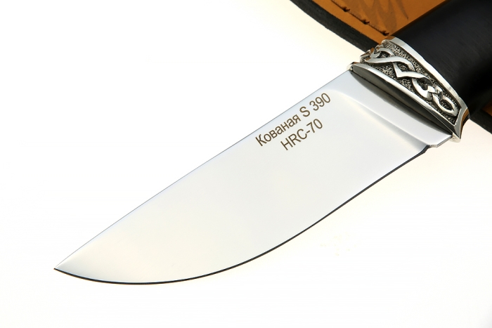 Нож Барсук (S390, зелёная стабилизированная карельская берёза - мельхиор) наборная рукоять