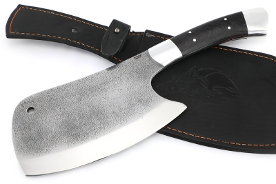 Топорик охотничий (сталь 95х18 со следами ковки, рукоять - чёрный граб с дюралью) цельнометаллический