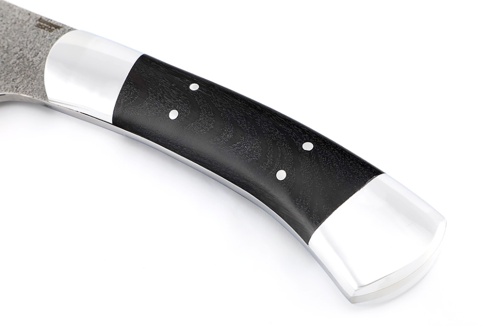 Топорик охотничий (сталь 95х18 со следами ковки, рукоять - чёрный граб с дюралью) цельнометаллический