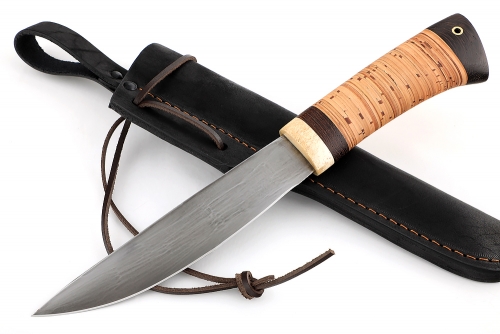 Нож Якутский большой (кованая У8А, береста) кованый дол