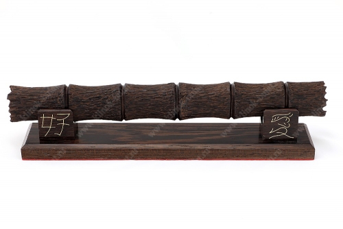 Нож Самурай (дамаск, венге, деревянные ножны) бамбуковая палочка на подставке