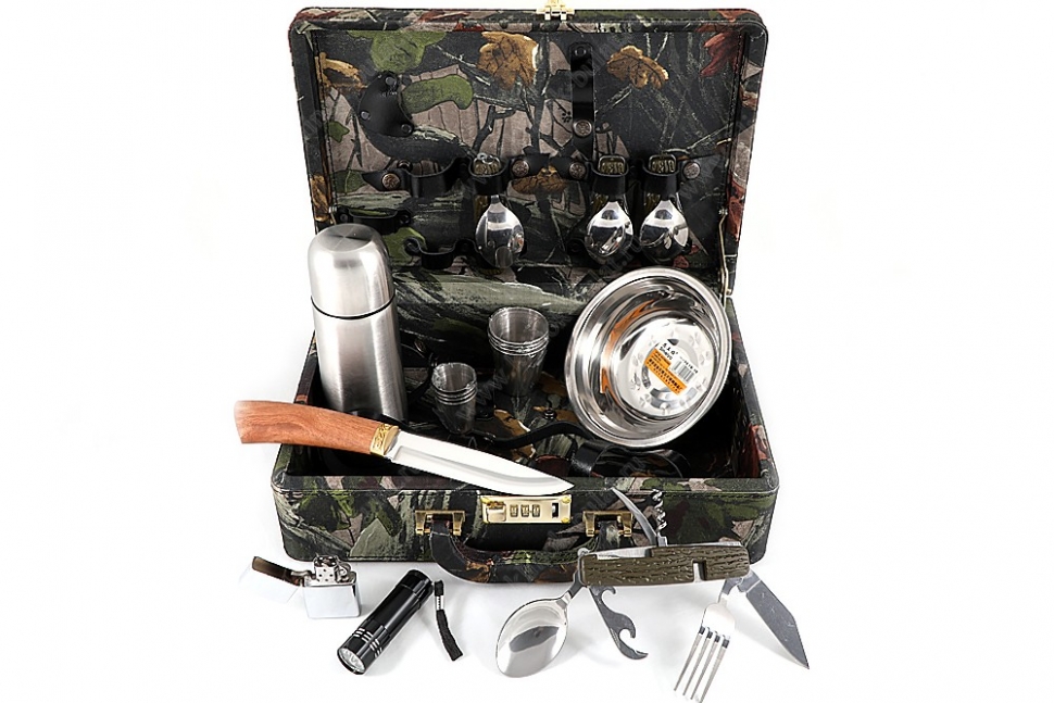 Подарочный набор Походный (кейс обтянутый камуфляжной тканью)