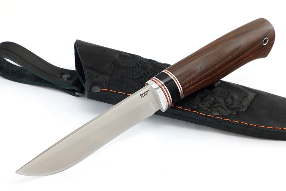 Нож Соболь (95Х18, вставка черный граб, ясень термоциклированный)