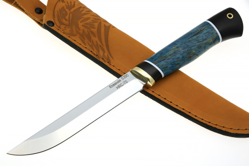 Нож Зубатка-2 (S390, фиолетовая стабилизированная карельская берёза - чёрный граб)