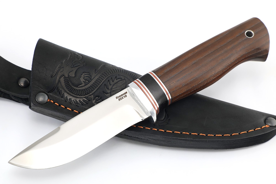 Нож Финт (95Х18, вставка черный граб, ясень термоциклированный)