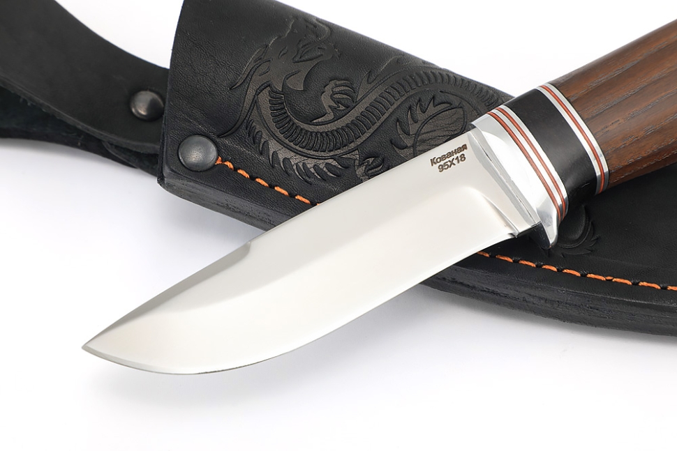 Нож Финт (95Х18, вставка черный граб, ясень термоциклированный)