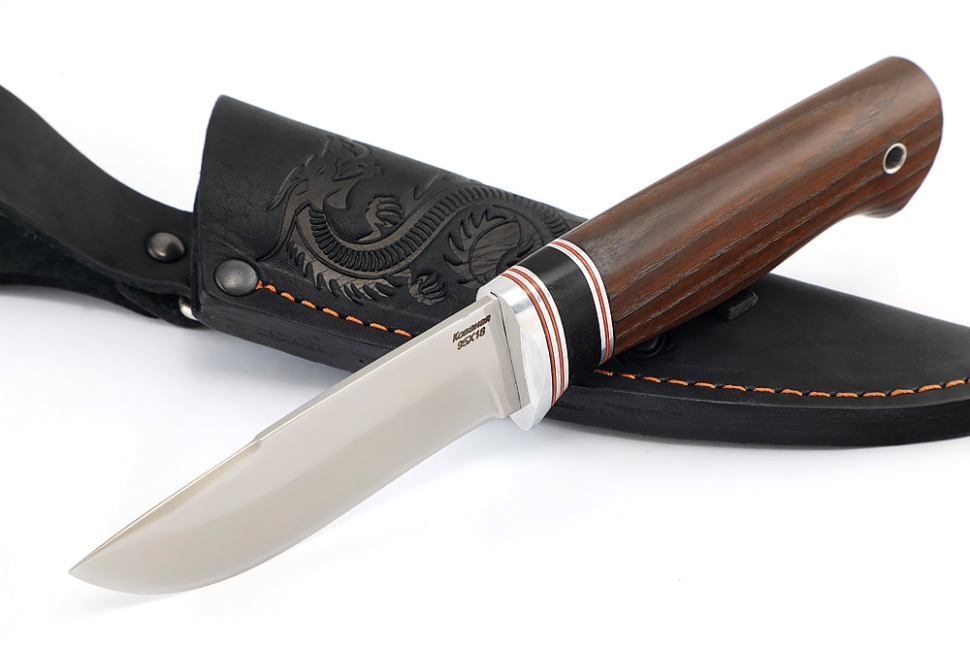 Нож Финт (95Х18, вставка черный граб, ясень термоциклированный)