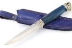 Нож Пантера (S390, синяя стабилизированная карельская берёза - мельхиор) формованные ножны - Нож Пантера (S390, синяя стабилизированная карельская берёза - мельхиор) формованные ножны