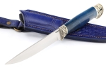 Нож Пантера (S390, синяя стабилизированная карельская берёза - мельхиор) формованные ножны - Нож Пантера (S390, синяя стабилизированная карельская берёза - мельхиор) формованные ножны