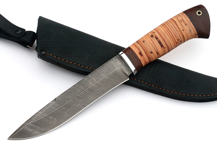 Нож Таран (дамаск, береста)