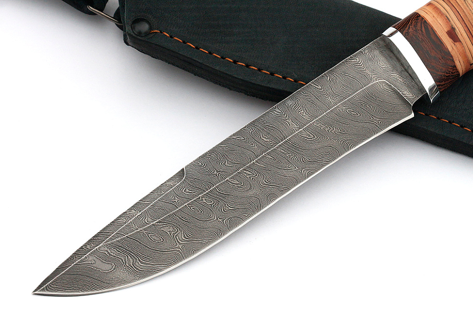 Нож Таран (дамаск, береста)