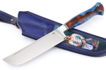 Нож Узбек-2 (х12МФ, рукоять гибрид кап клена синий, акрил коричневый) формованные ножны - Нож Узбек-2 (х12МФ, рукоять гибрид кап клена синий, акрил коричневый) формованные ножны
