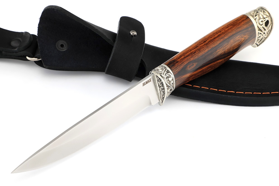 Нож Пантера (порошковая сталь Elmax, железное дерево - мельхиор)