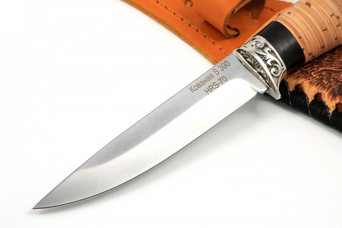 Нож Пантера (S390, береста - мельхиор)