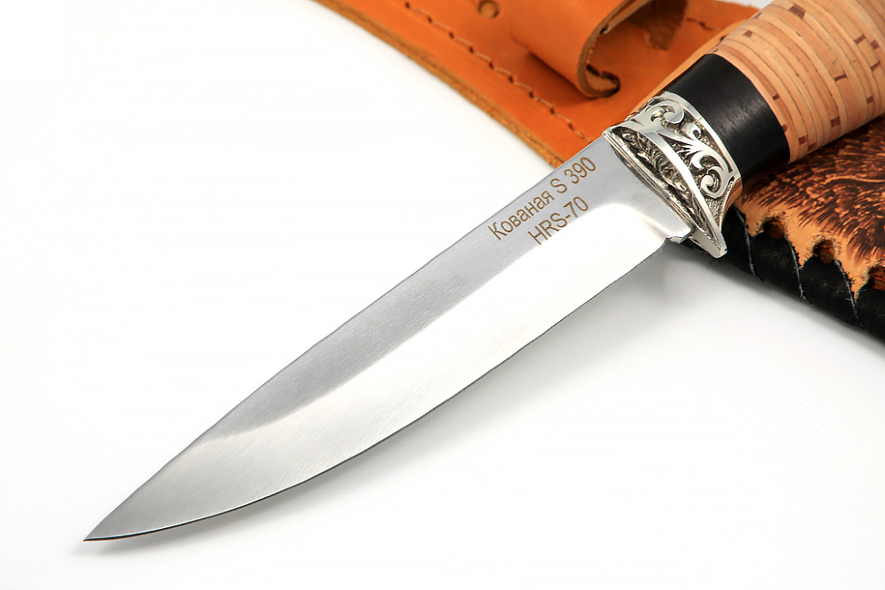 Нож Пантера (S390, береста - мельхиор)