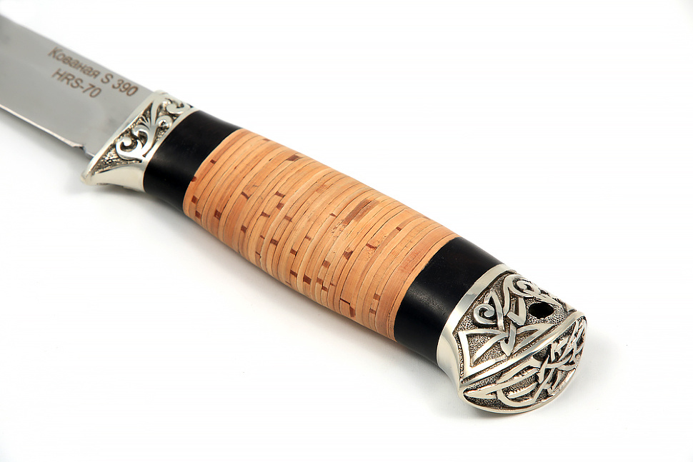 Нож Пантера (S390, береста - мельхиор)