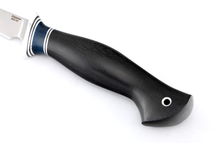 Нож Филейный малый (узкий, 95Х18, карельская береза синяя, черный граб)