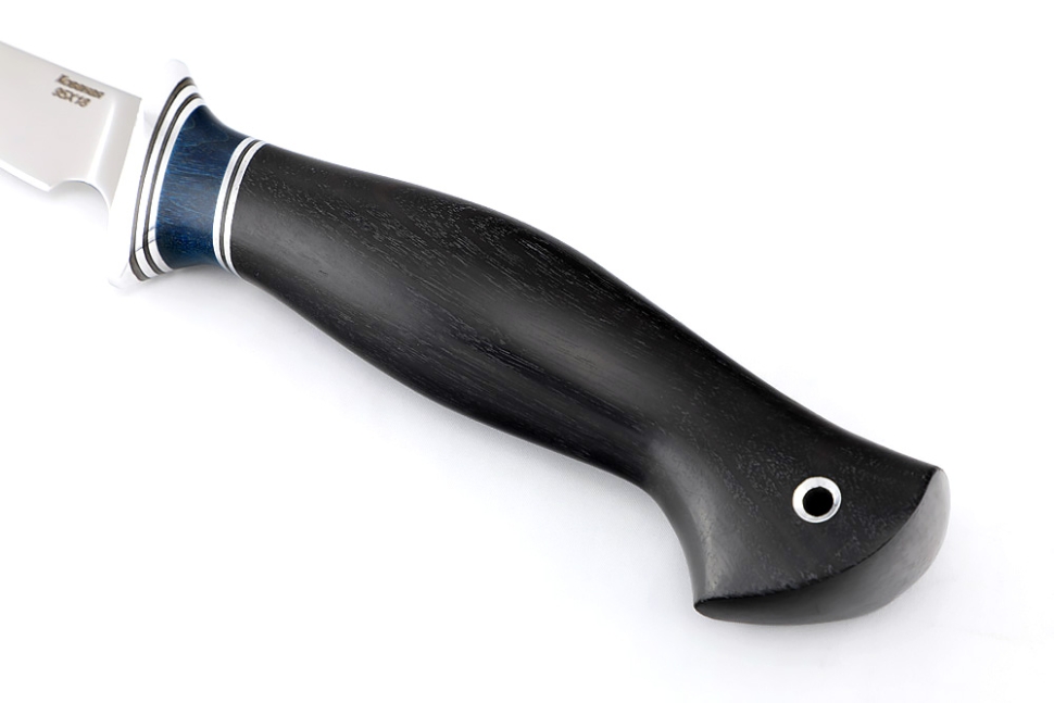 Нож Филейный малый (узкий, 95Х18, карельская береза синяя, черный граб)
