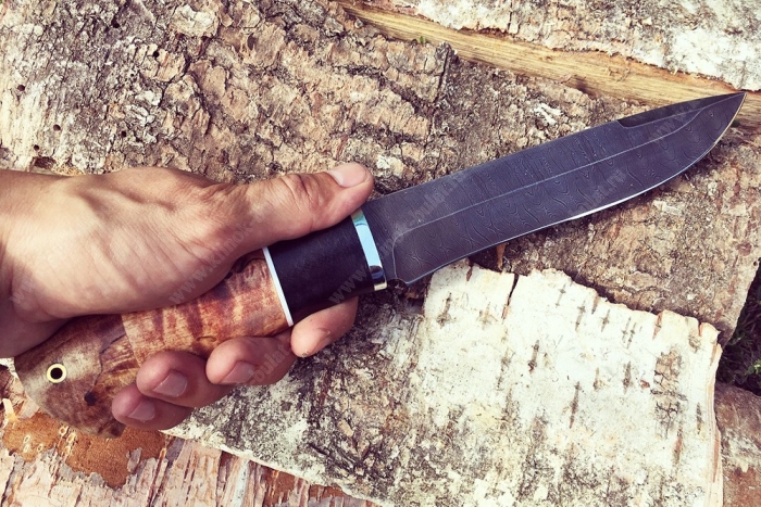 Нож Таран (дамаск, карельская берёза)