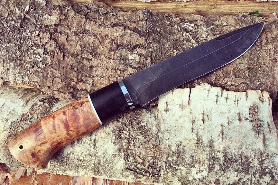 Нож Таран (дамаск, карельская берёза)