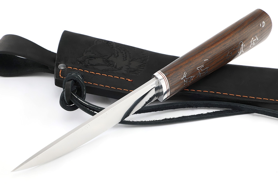 Нож Северный №2 (N690, кованый дол, ясень термоциклированный с инкрустацией)