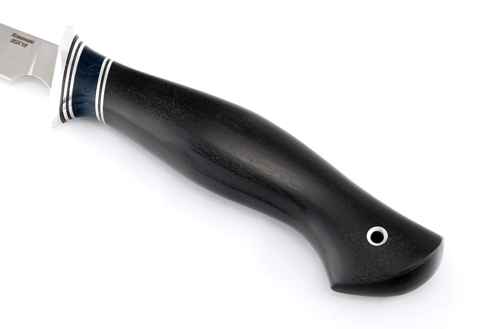 Нож Филейный средний (узкий, 95Х18, карельская береза синяя, черный граб)