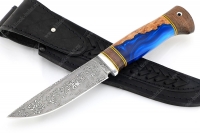 Нож Рысь (нержавеющий дамаск, венге, гибрид карельской берёзы и акрила)
