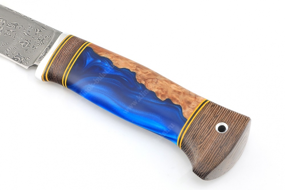Нож Рысь (нержавеющий дамаск, венге, гибрид карельской берёзы и акрила)