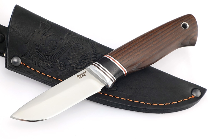 Нож Соболёк (95х18, вставка черный граб, ясень термоциклированный)
