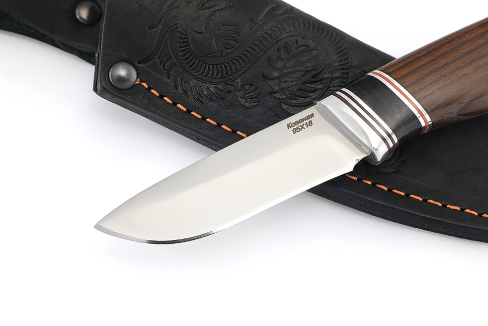 Нож Соболёк (95х18, вставка черный граб, ясень термоциклированный)