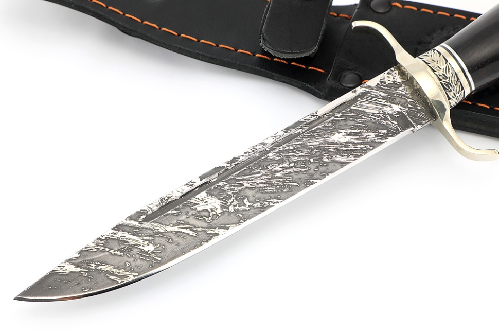 Нож Классика (D2, чёрный граб - мельхиор)