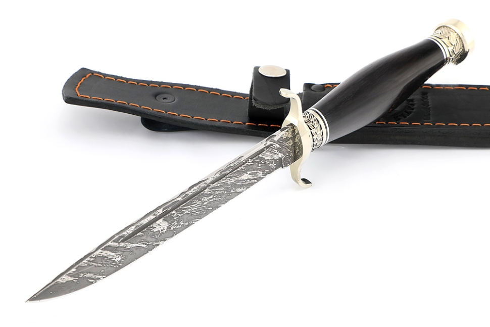 Нож Классика (D2, чёрный граб - мельхиор)