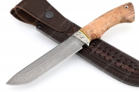 Нож Скат (нержавеющий дамаск, стабилизированная карельская берёза)