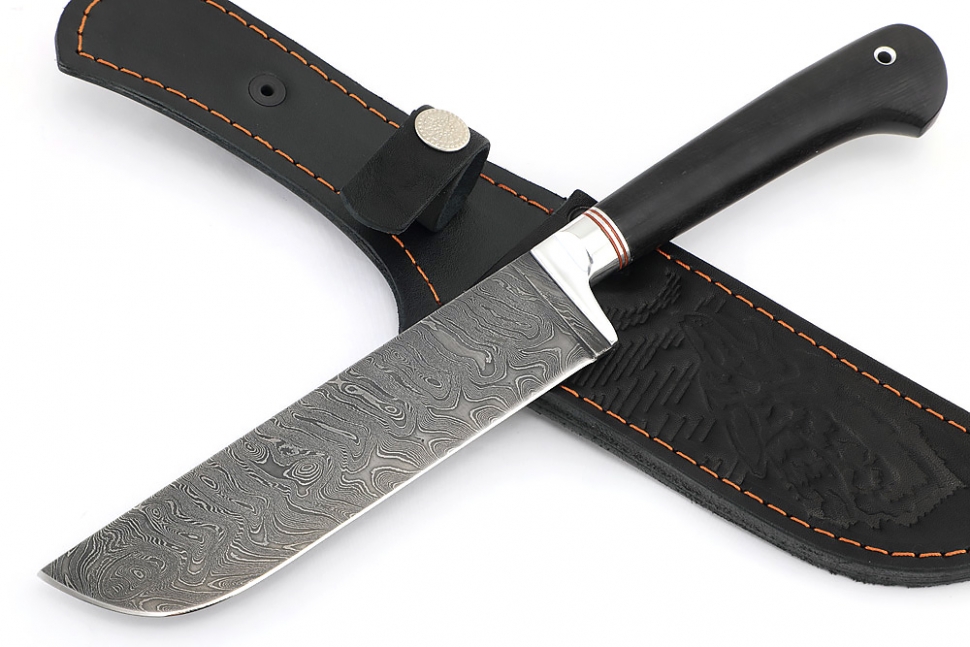 Нож Узбек (дамаск, чёрный граб)