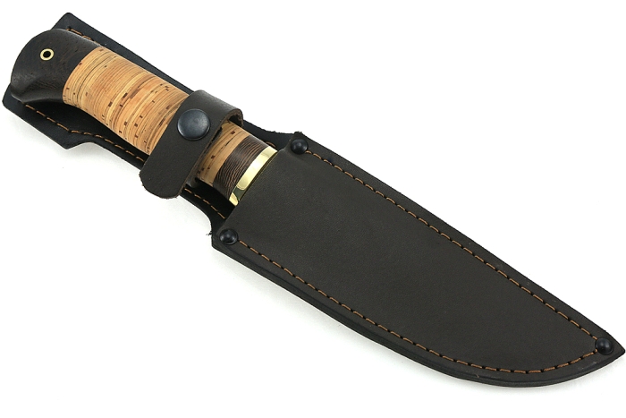 Нож Глухарь (дамаск-долы, береста)