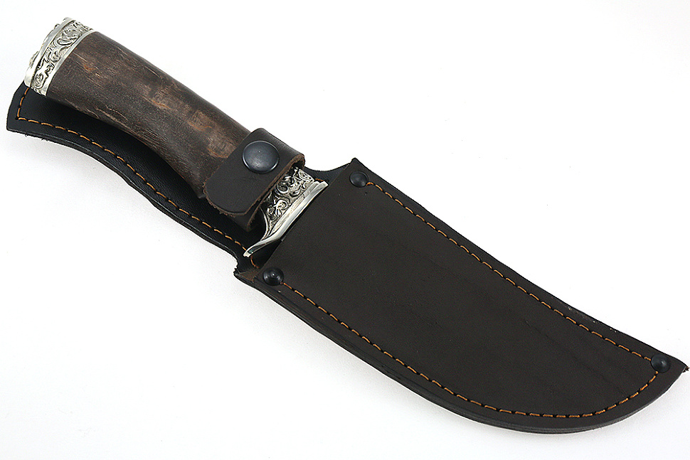 Нож Легион (порошковая сталь Elmax, стабилизированная карельская берёза - мельхиор)