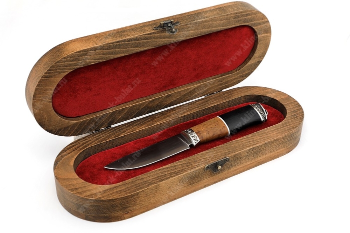 Футляр для ножа №5 (дерево - бук) охотники на привале