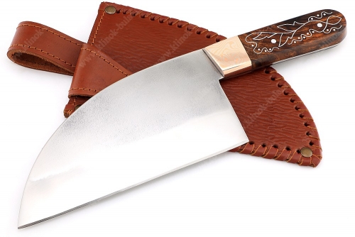 Сербский нож (Elmax, мокумэ-ганэ, айронвуд, инкрустация) цельнометаллический