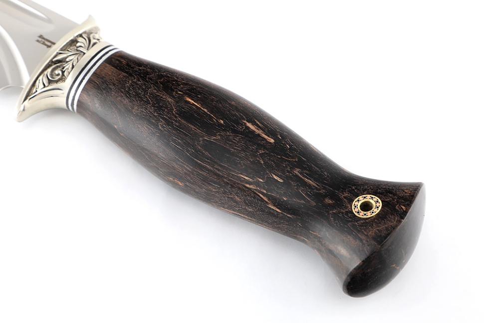 Нож Атака (х12МФ- долы, мельхиор карельская береза коричневая)