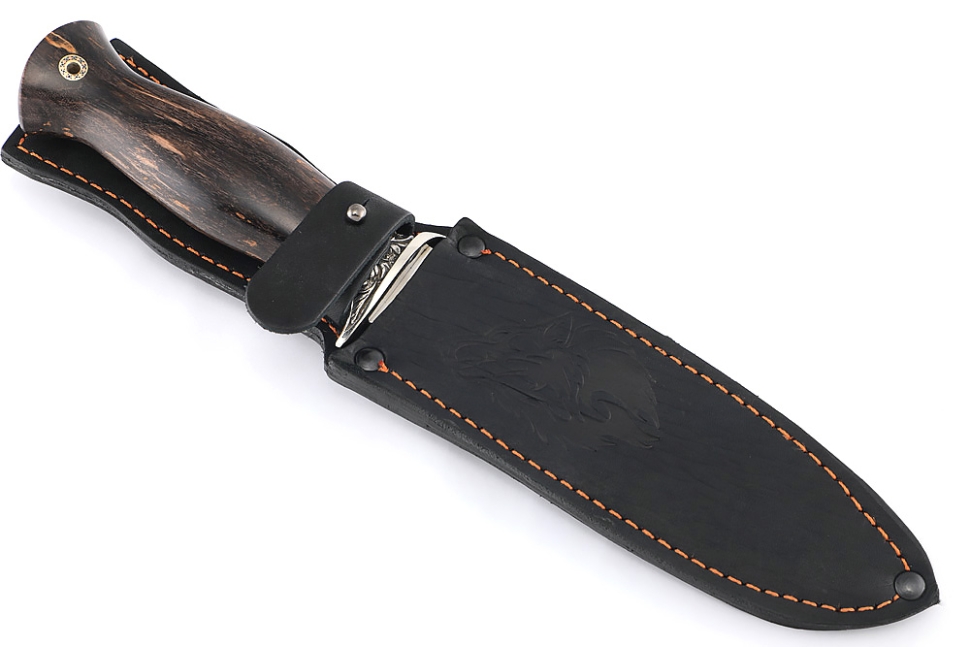 Нож Атака (х12МФ- долы, мельхиор карельская береза коричневая)
