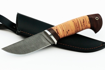 Нож Барсук (дамаск, береста)