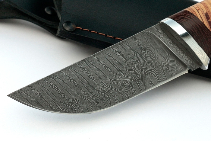 Нож Барсук (дамаск, береста)
