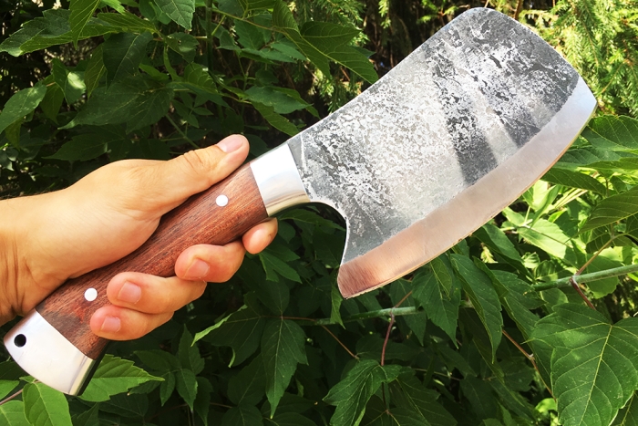 Топорик охотничий (сталь х12МФ со следами ковки, рукоять бубинга-дюраль) цельнометаллический 